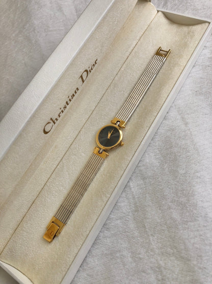 Christian Dior Quartz Watch Silver×Gold 3025 Vintage irm46k