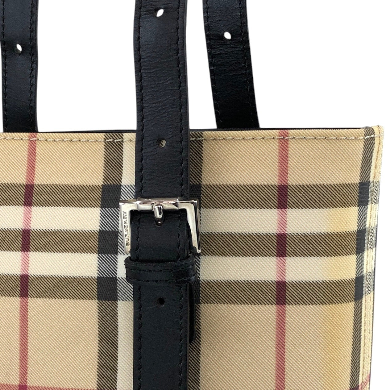 BURBERRY Check Totebag Beige×Black Vintage axf6bg