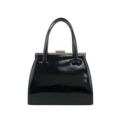 Yves Saint Laurent Metal Clasp Handbag Black Vintage km5h88