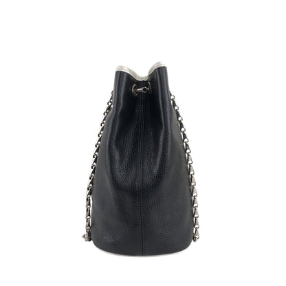 CELINE Drawstring Chain Shoulder bag Black Vintage xx4c6h