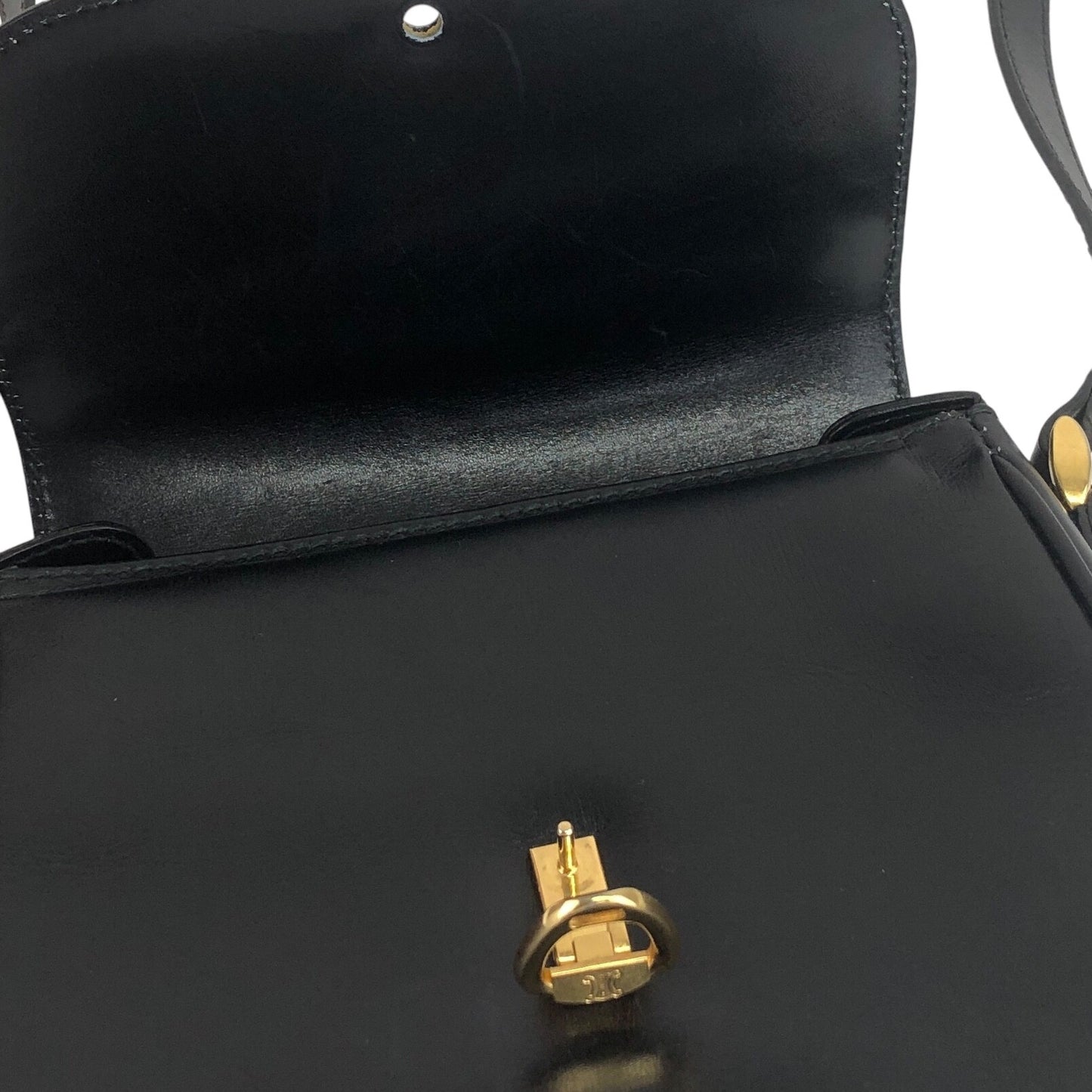 CELINE Horse Bit Shoulder bag Black Vintage h2xzmg