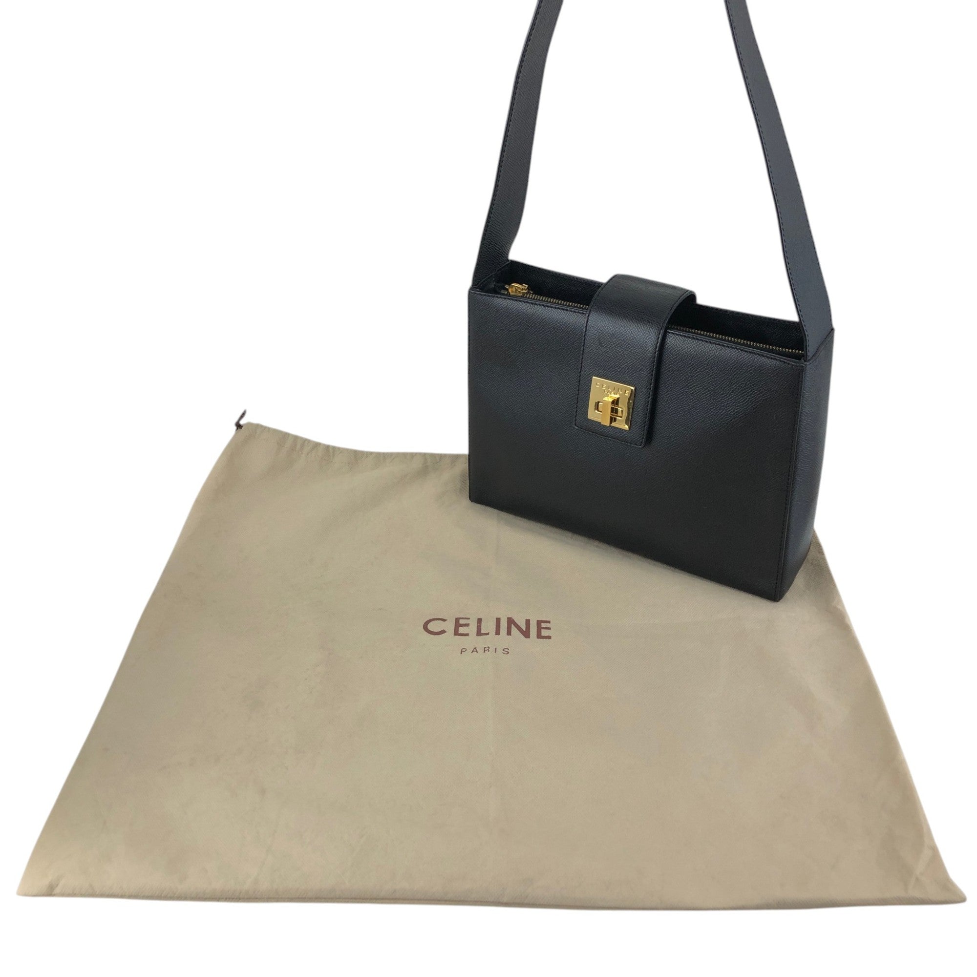 CELINE Turn Lock Shoulder bag Black Vintage 7mkcub – VintageShop solo