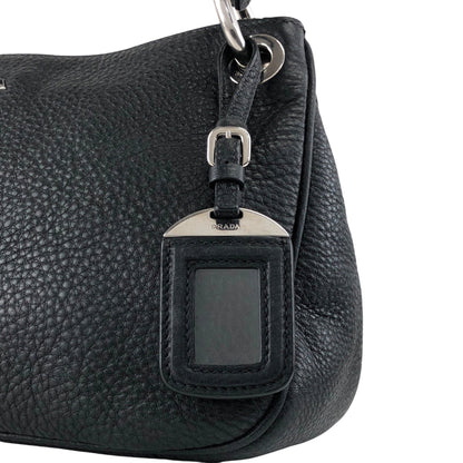 PRADA Logo Shoulder bag Black Vintage j4hmuw