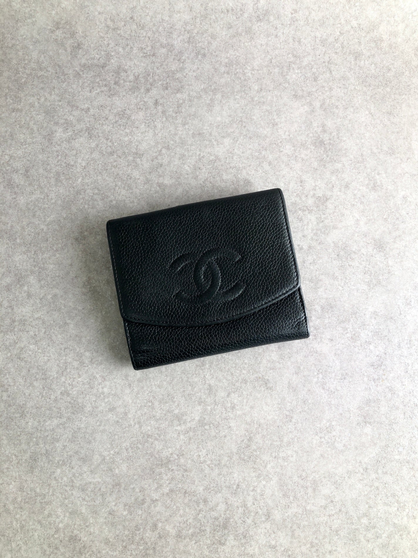 CHANEL Coco Mark 折疊皮夾 黑色復古 a7ppdi