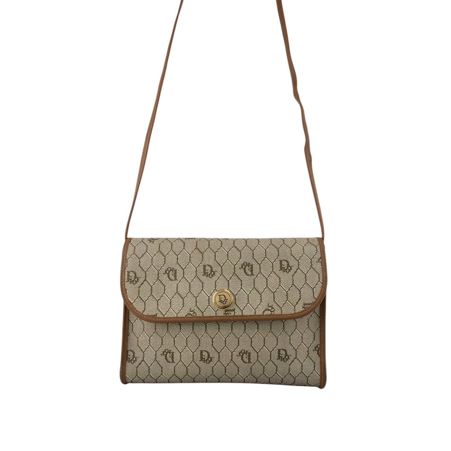 Christian Dior Honeycomb Pattern Logo Shoulder bag Beige Vintage zjd4wh