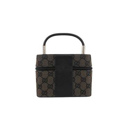 GUCCI GG Canvas Handbag Vanity bag Black Vintage px6678