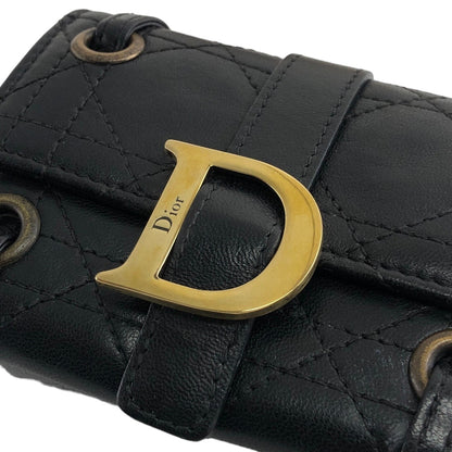 Christian Dior Cannage Logo Folded Wallet Black Vintage tyt3y7