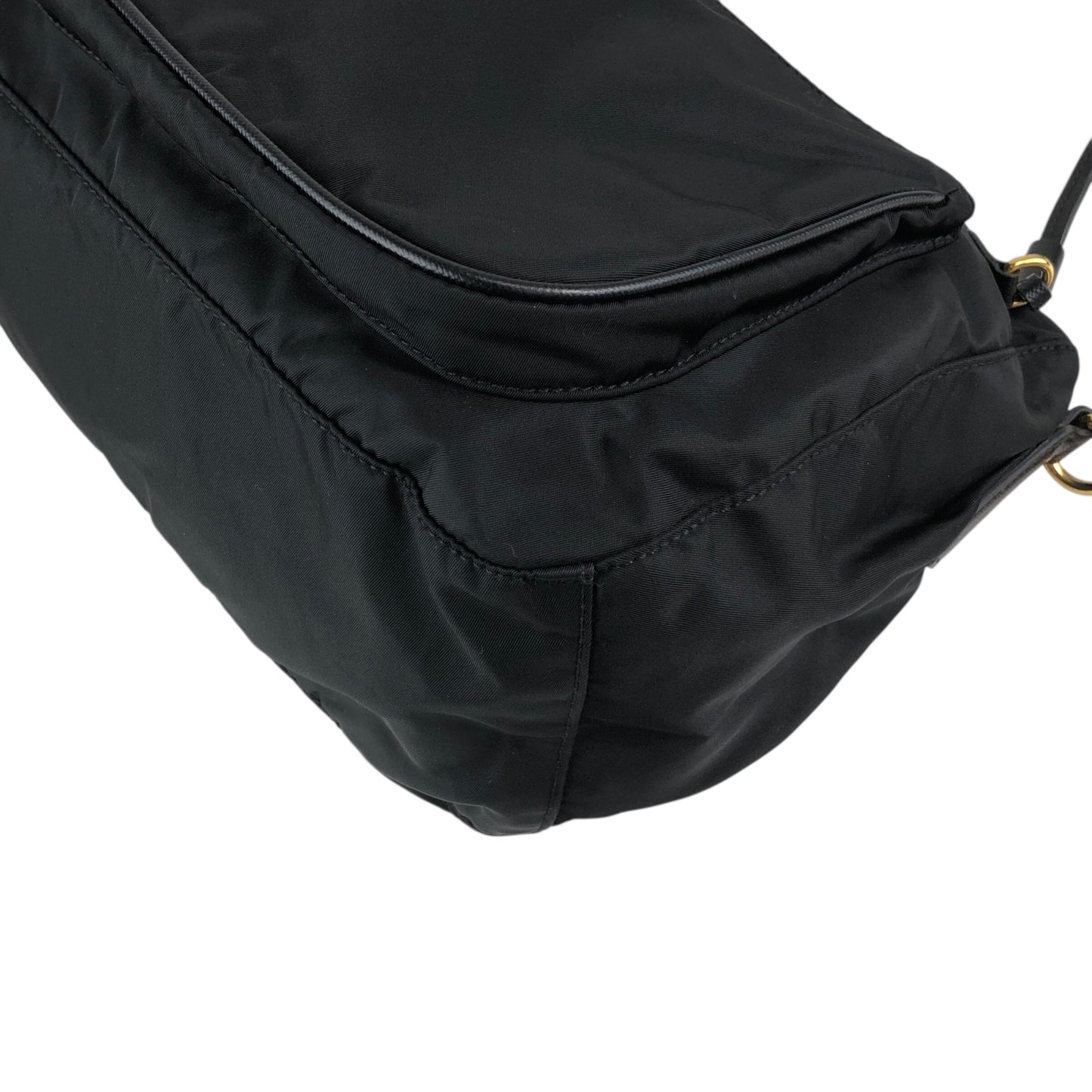 PRADA Logo Shoulder bag Black BT0689 Vintage s35m2a