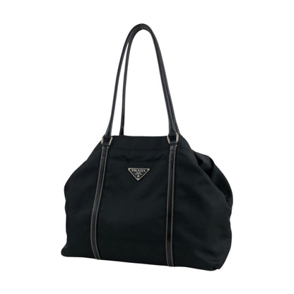 PRADA Tessuto Triangle Logo Totebag Black Vintage 7waabg