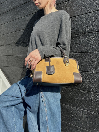LOEWE Amazona28 Anagram Handbag Boston bag Beige Vintage gia6hg