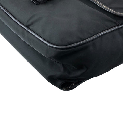 PRADA Tessuto Triangle Logo Front Buckle Shoulder bag Black Vintage bcdpsd