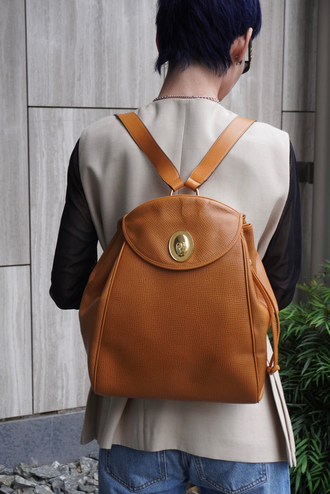 Christian Dior CD Logo Backpack Brown Vintage 43i8tp