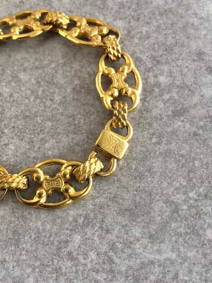 CELINE Blason Bracelet Gold Vintage xrpw5s