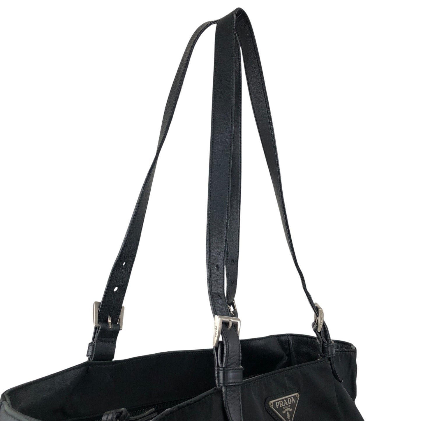 PRADA Tessuto Triangle Logo Handbag Black Vintage e52d78