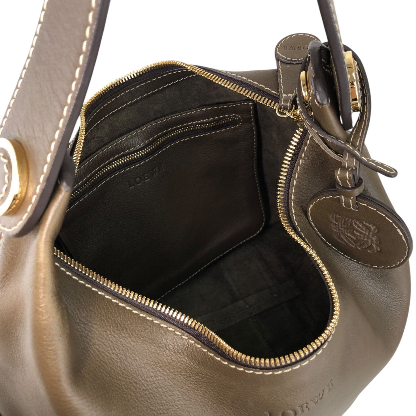 LOEWE Logo Embossed Shoulder bag Brown Vintage fsvn5t