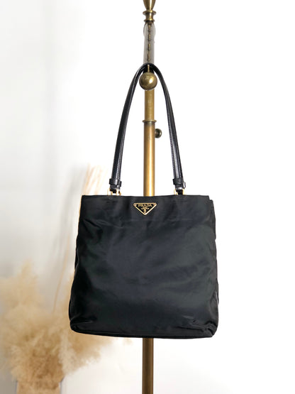 PRADA Tessuto Triangle Logo Totebag Black Vintage i7j56x