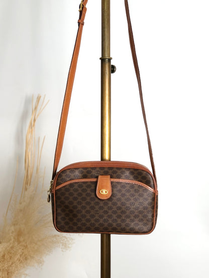 CELINE Macadam Blason Shoulder bag Brown Vintage 26ppnb