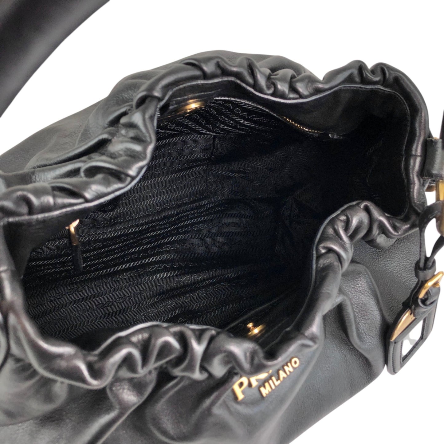 PRADA Logo Shoulder bag Black Vintage guki3f