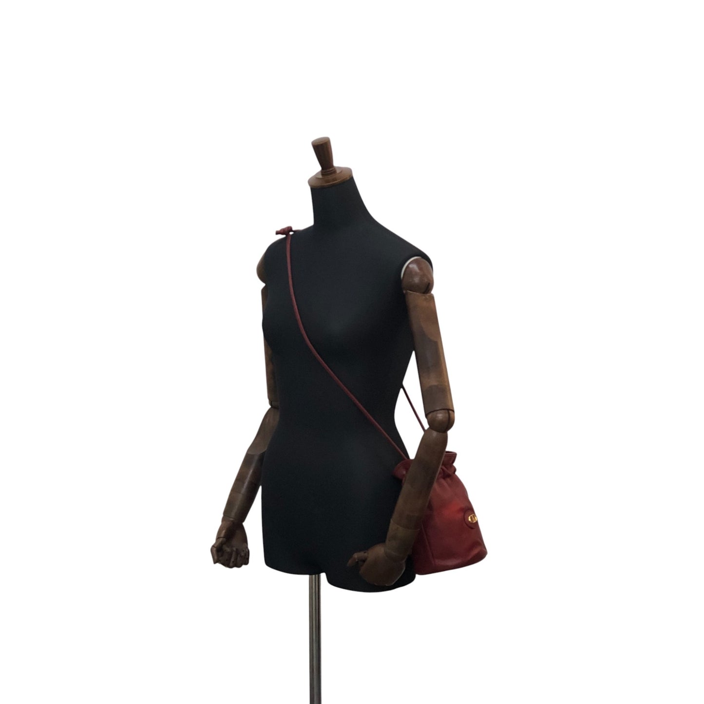 Christian Dior CD Logo Drawstring Shoulder bag Red Vintage smgt7i