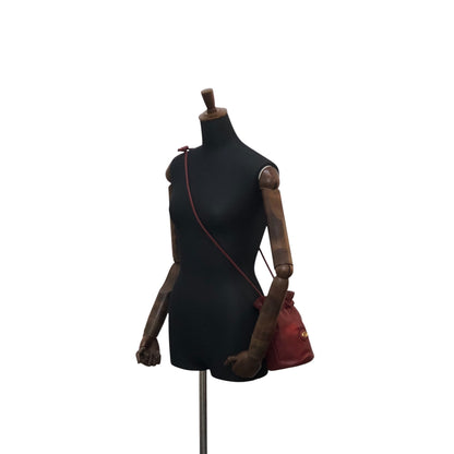 Christian Dior CD Logo Drawstring Shoulder bag Red Vintage smgt7i