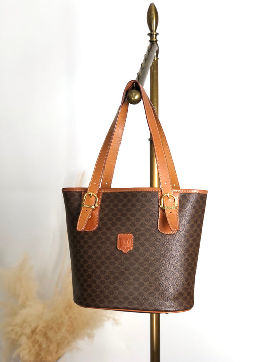 CELINE Macadam Blason Handbag Totebag Brown Vintage yemzhg