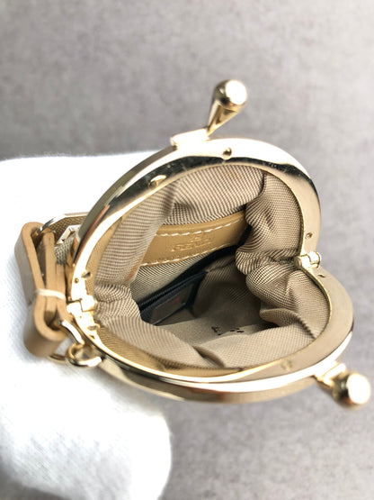 FENDI Zucchino Metal Clasp Coin Purse Beige Vintage fk2n4w