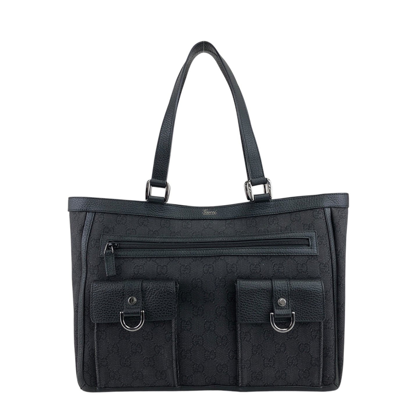 GUCCI GG Canvas Handbag Totebag Black 268639 Vintage jjx8f3