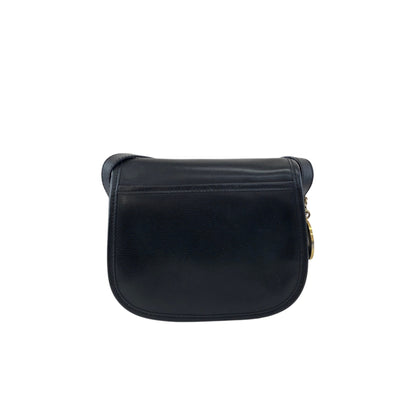 CELINE Front Buckle logo Charm Shoulder bag Black Vintage tpxej8