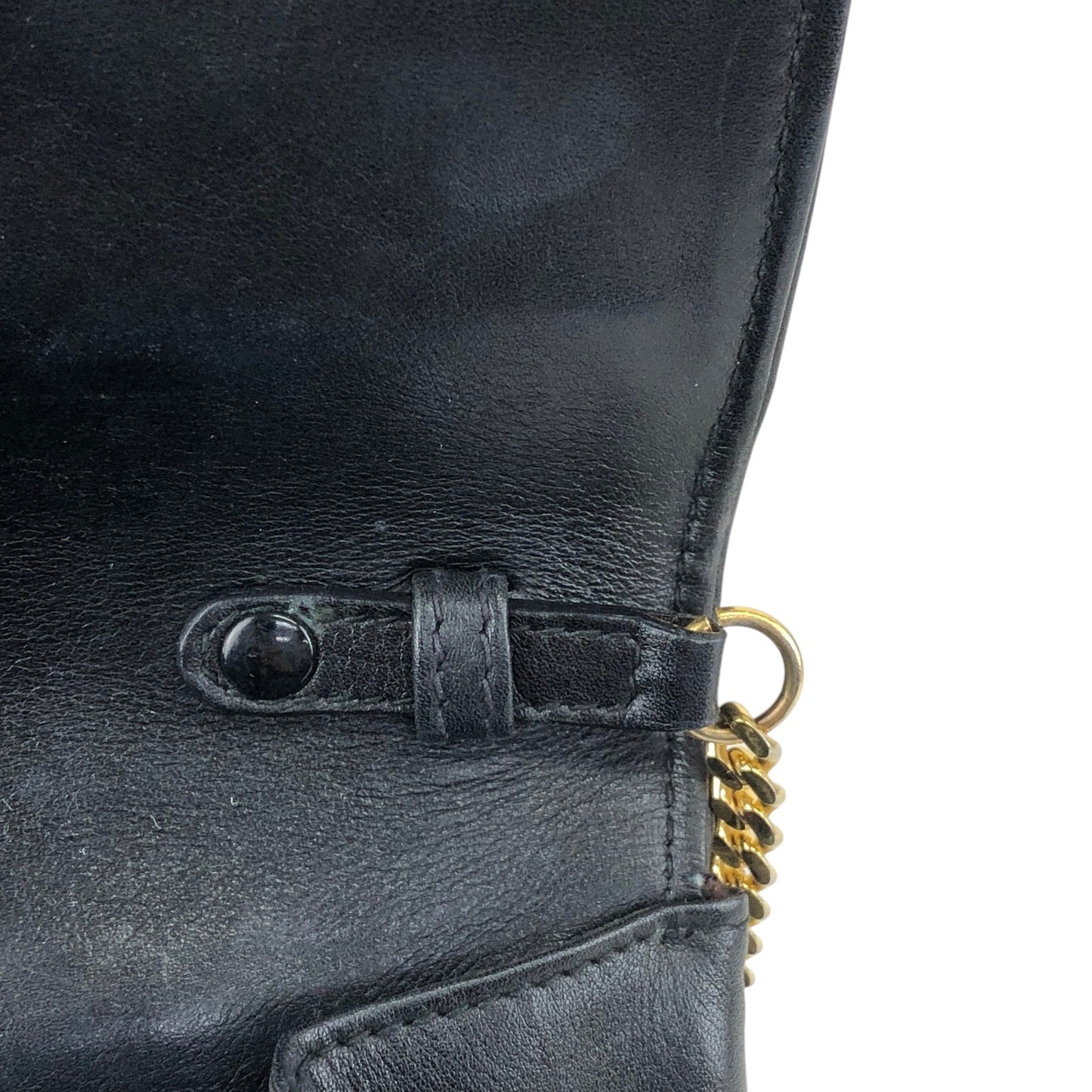 CELINE Triomphe Blason Chain Shoulder bag Black Vintage yfpji2