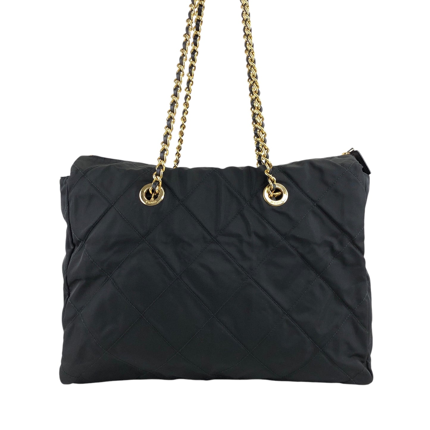 PRADA Triangle Logo Chain Shoulder bag Black Vintage dp2pec