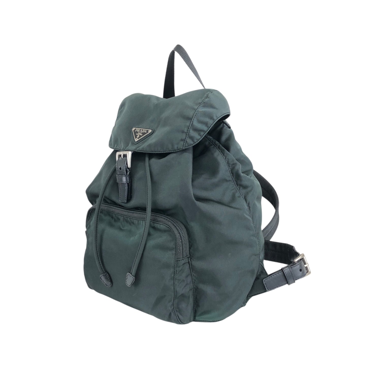 PRADA Tessuto Triangle Logo Bucket bag Green Vintage nxdhfi
