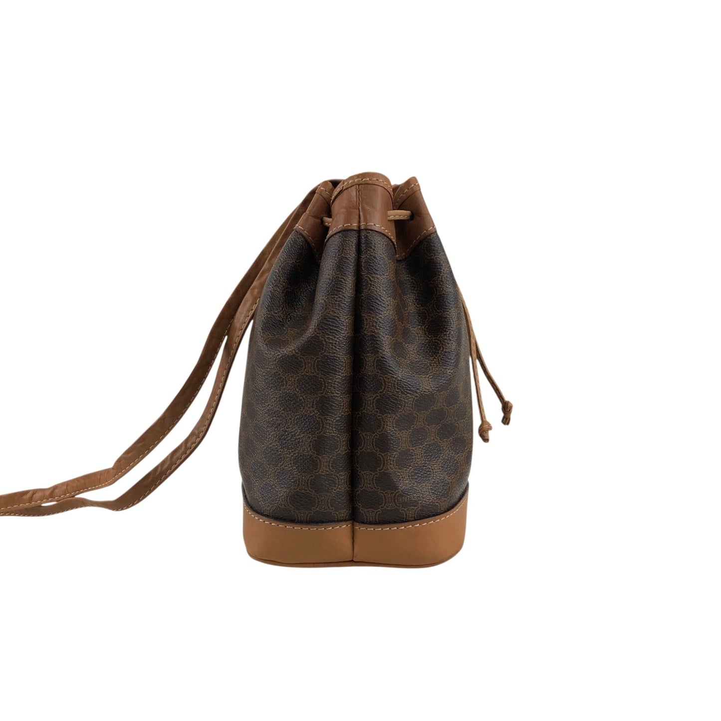 CELINE Macadam Blason Drawstring Shoulder bag Brown Vintage wt5bvk