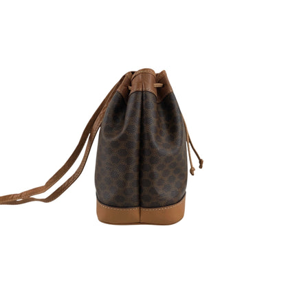 CELINE Macadam Blason Drawstring Shoulder bag Brown Vintage wt5bvk