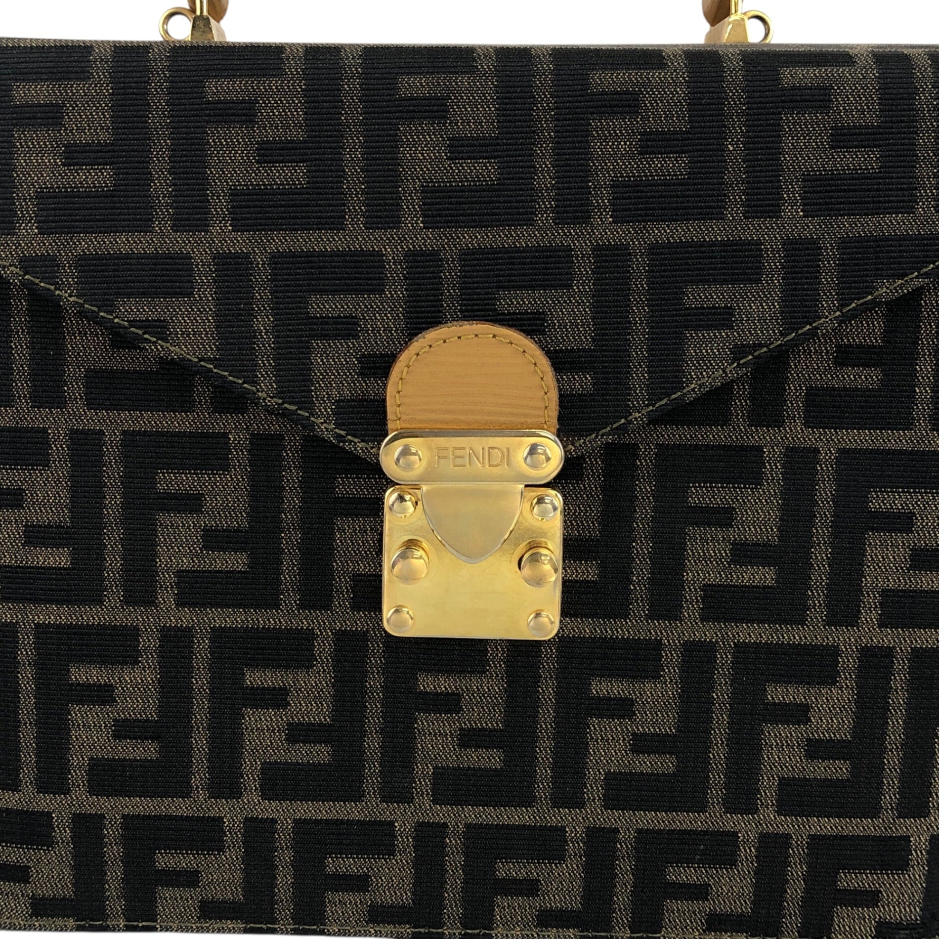 FENDI Zucca Two-way Handbag Shoulder bag Brown Vintage