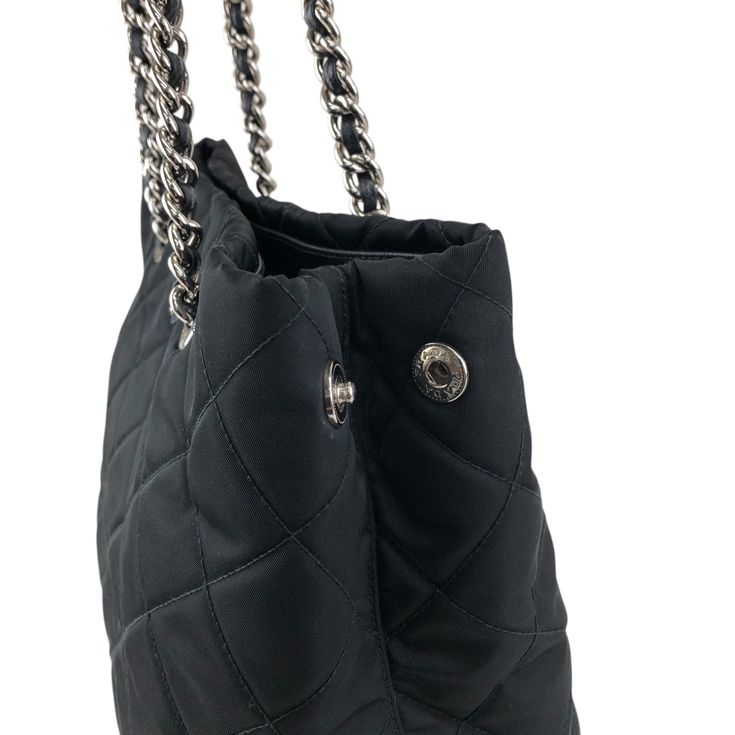 PRADA Triangle Logo Handbag Chain Shoulder bag Black 1BG740 Vintage vfbw8x