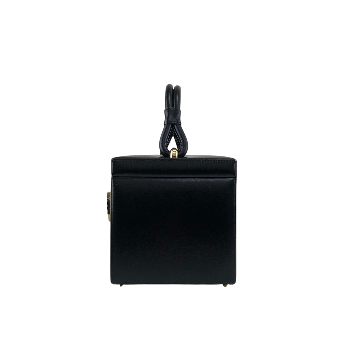 LOEWE Logo Front Lock Small Handbag Vanity bag Black Vintage ttbuhr