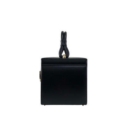 LOEWE Logo Front Lock Small Handbag Vanity bag Black Vintage ttbuhr