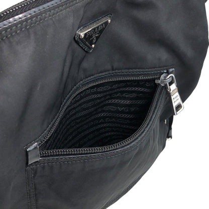 PRADA Tessuto Triangle Logo Shoulder bag Black Vintage b7upke