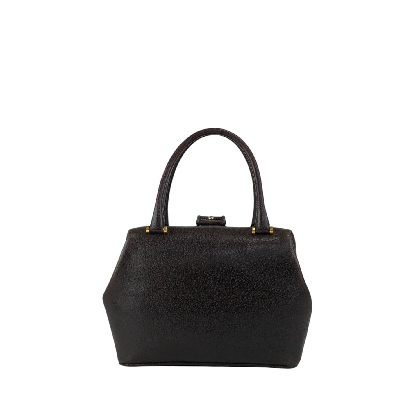 GUCCI Metal Clasp Handbag Brown Vintage fva3h4
