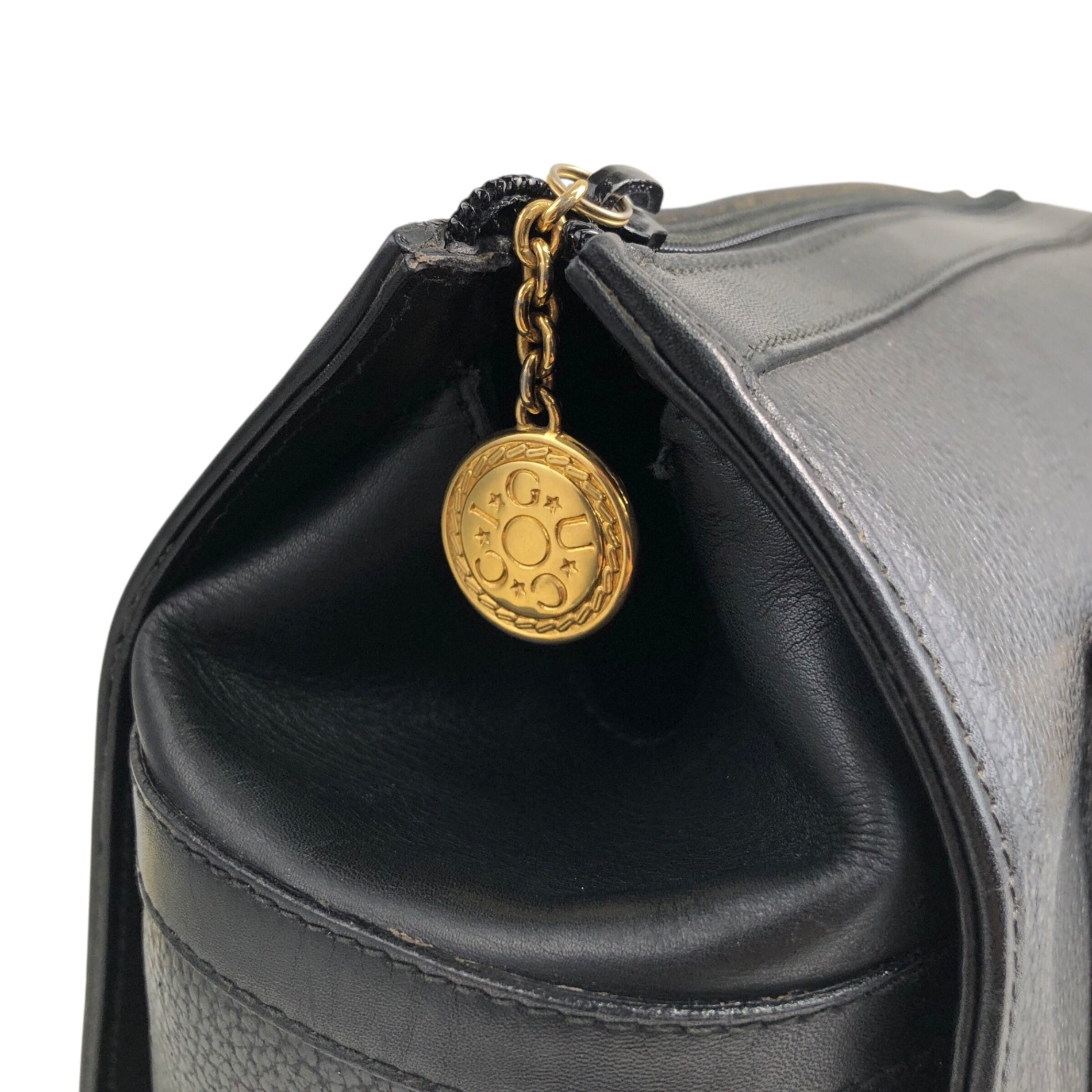 GUCCI Charm Small Boston bag Handbag Black Vintage umskjg