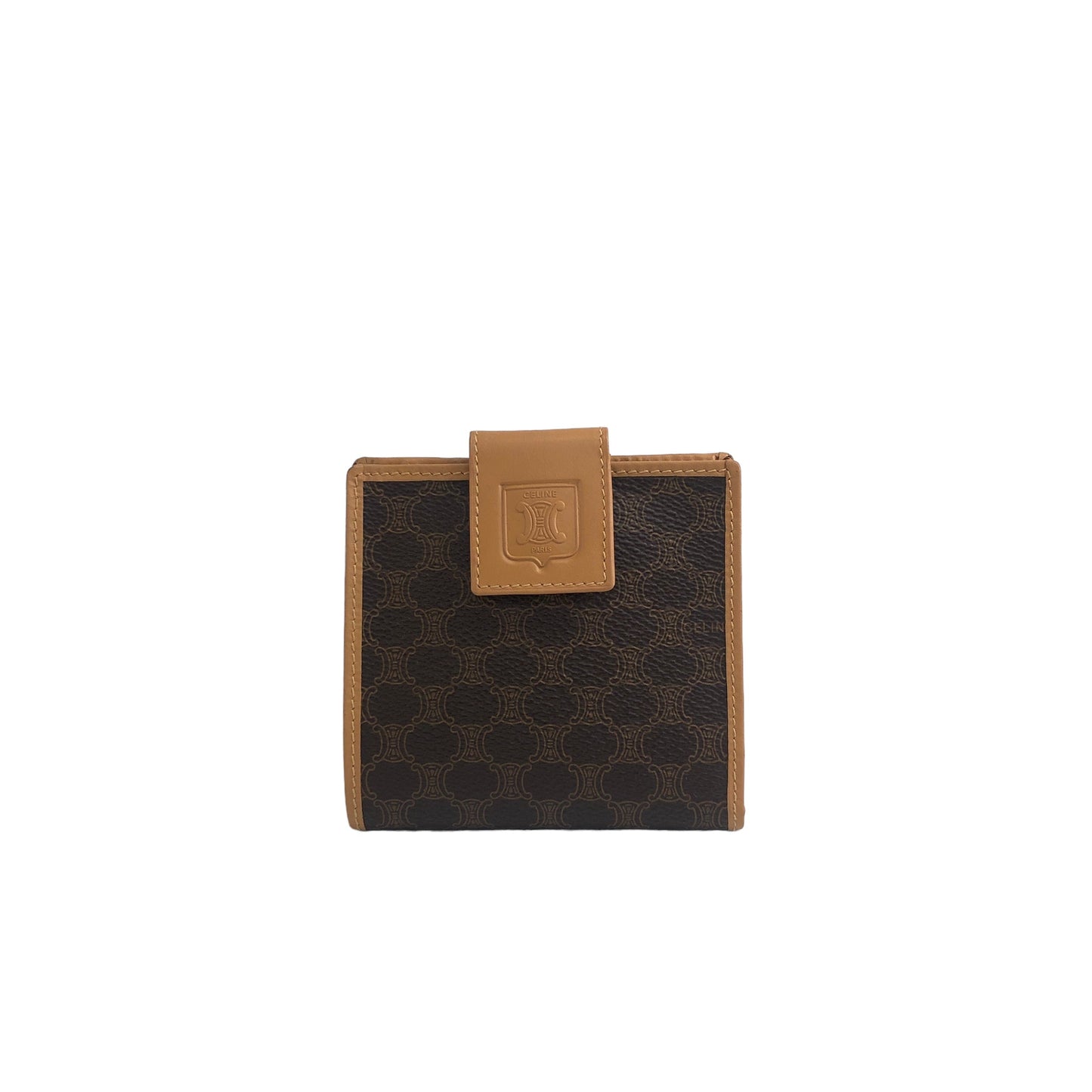 CELINE Macadam Blason Folded Wallet Brown Vintage dr584p