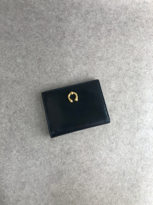 GUCCI Horseshoe Folded Wallet Dark Navy Vintage cvie2b