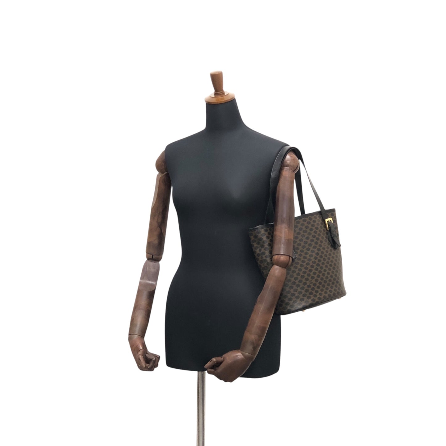 CELINE Macadam Handbag Shoulder bag Black Vintage 66gp7x