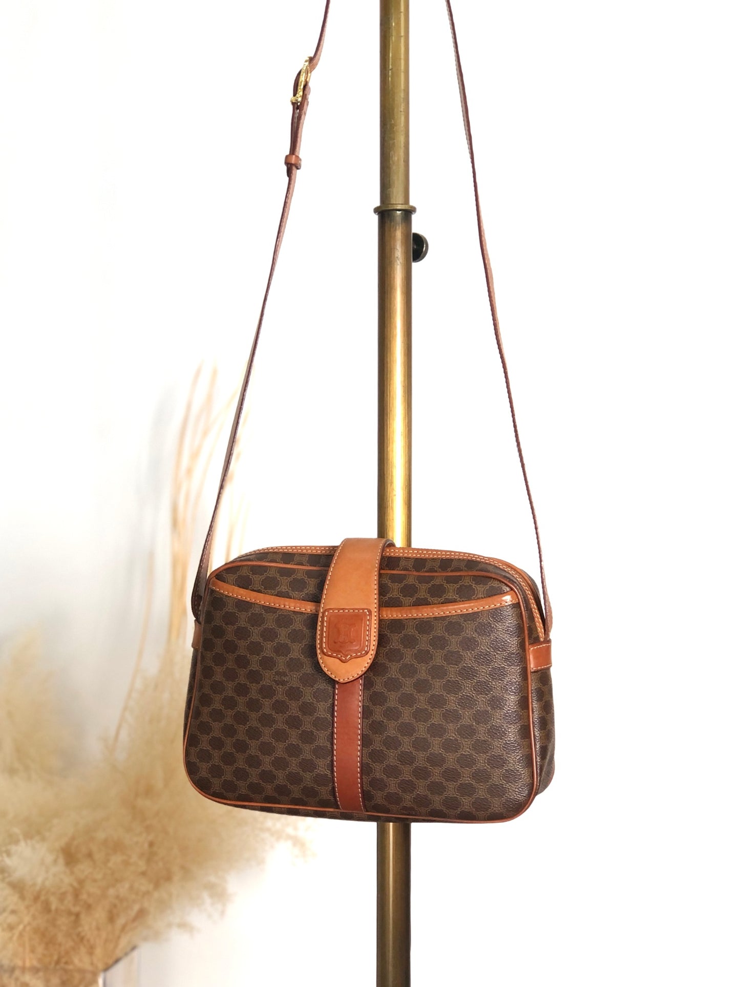 CELINE Macadam Blason Shoulder bag Brown Vintage whw3hb