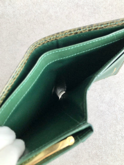 Yves Saint Laurent 金屬扣環折疊錢包 綠色復古 pk8u8c