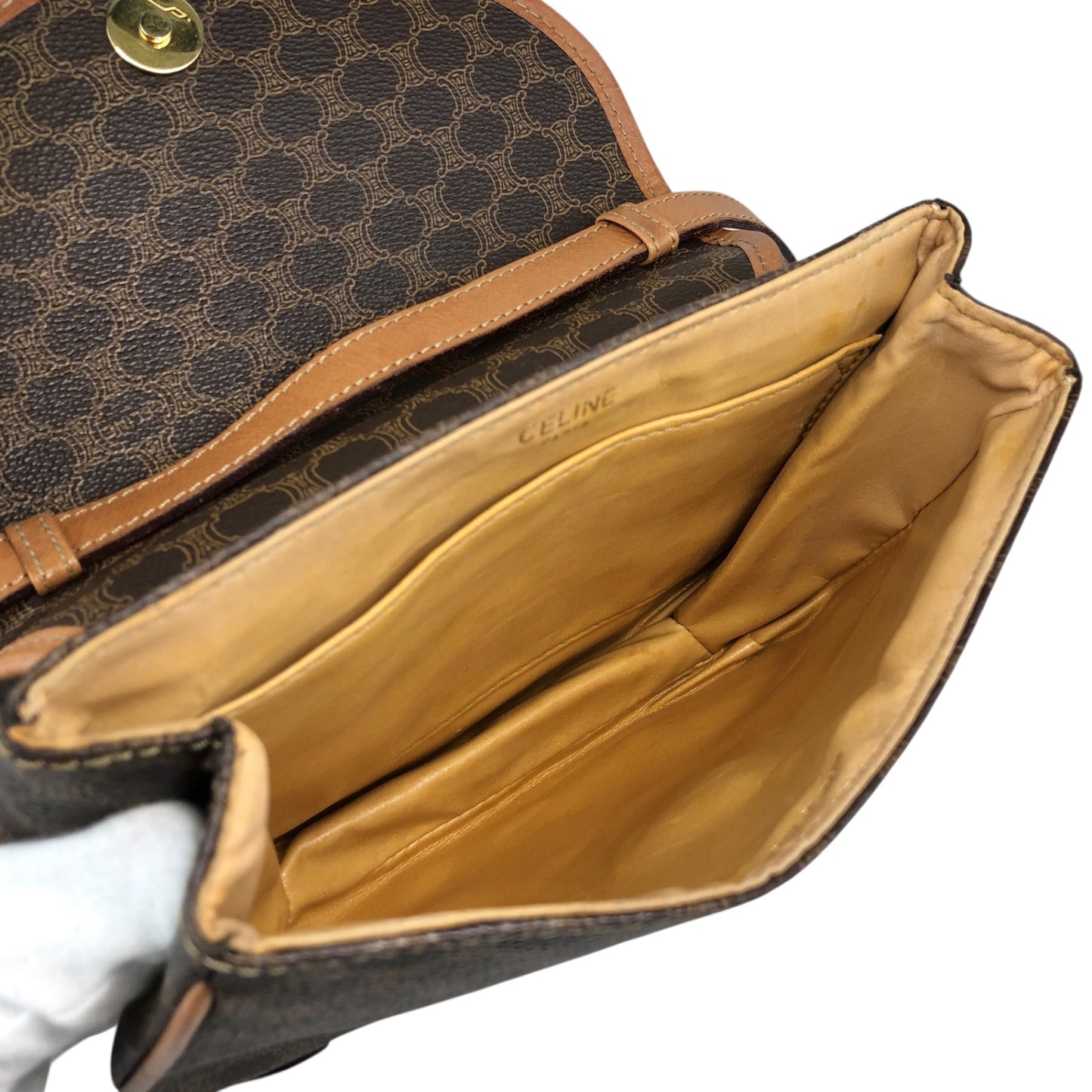 CELINE Macadam Blason Shoulder bag Brown Vintage a4uyd7