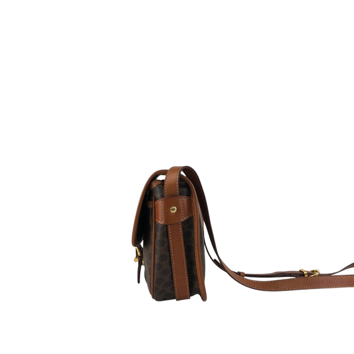CELINE Macadam Blason Front Buckle Shoulder bag Brown Vintage need42