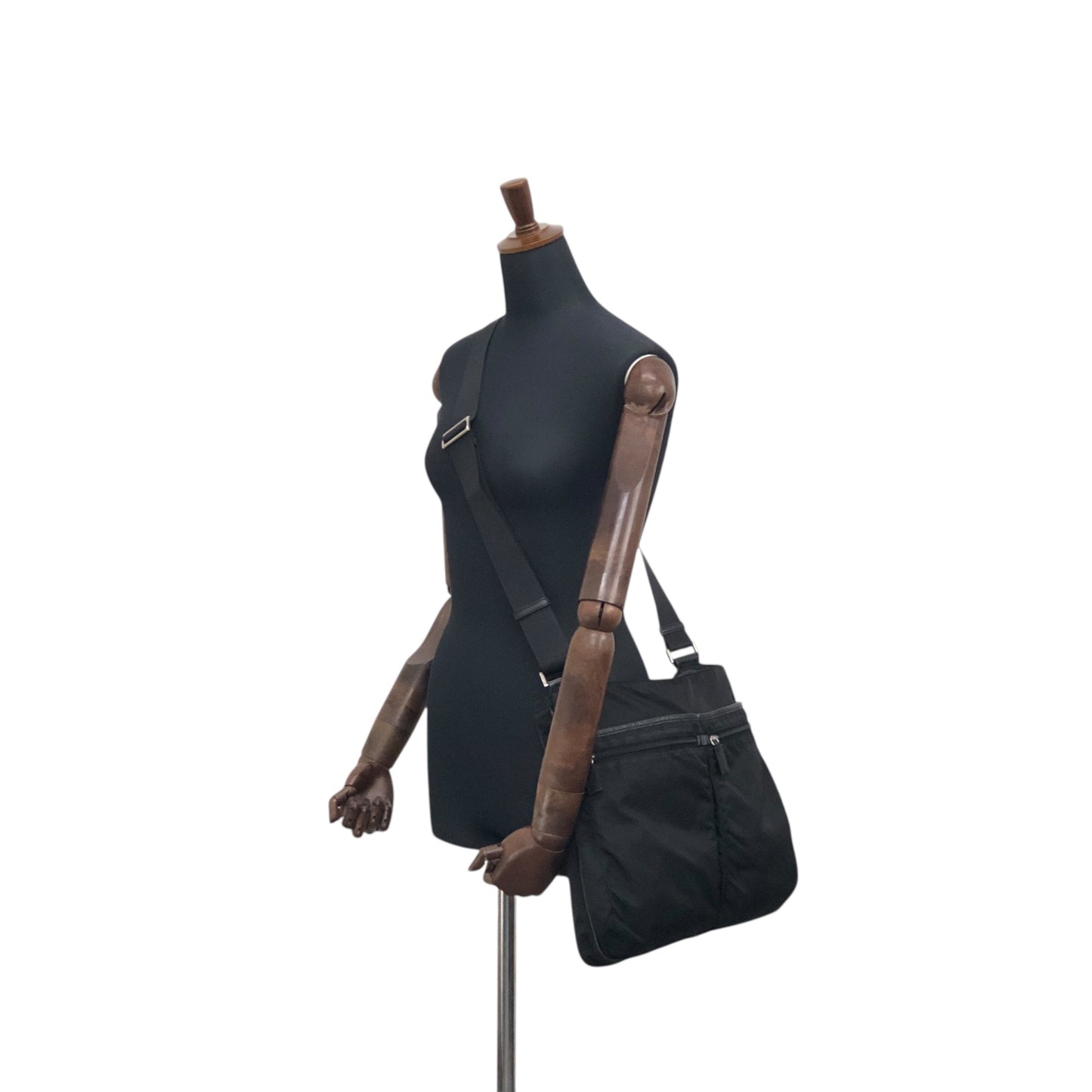 PRADA Tessuto Triangle logo Padlock Small Boston bag Handbag Black Vintage a5w87e