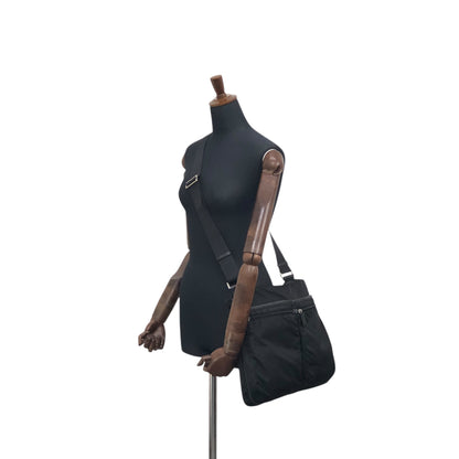 PRADA Tessuto Triangle logo Padlock Small Boston bag Handbag Black Vintage a5w87e