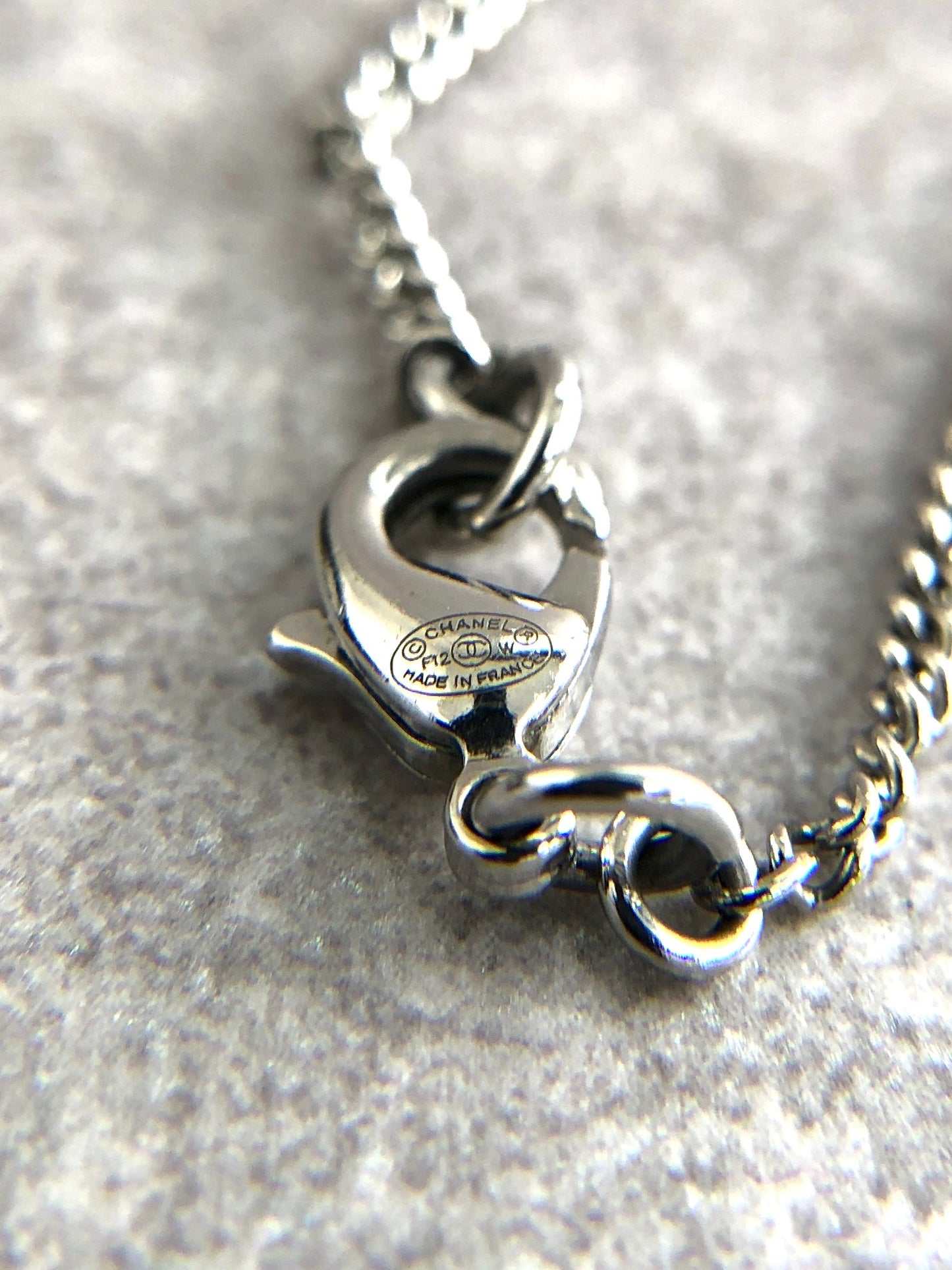 CHANEL Coco Mark Rhinestone Necklace Silver Vintage sd7rmx